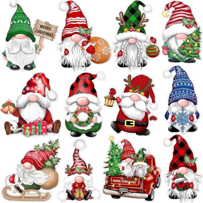 TREWAVE 48 PCS Christmas Gnome Cutouts, Christmas Bulletin Board Decorations, Winter Classroom School Holiday Party Decorations for Wall Window Blackboard - Image 1